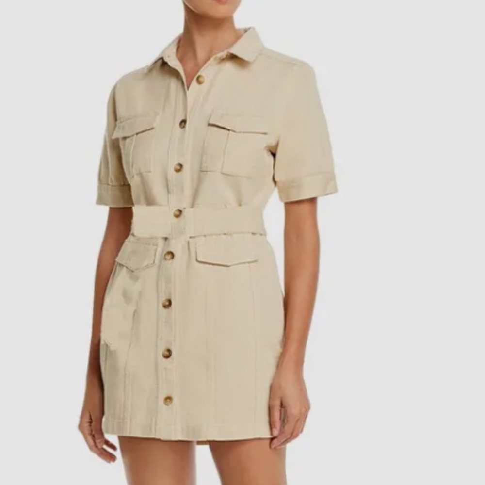 Fore Brand Beige Utility Style Button Down Dress